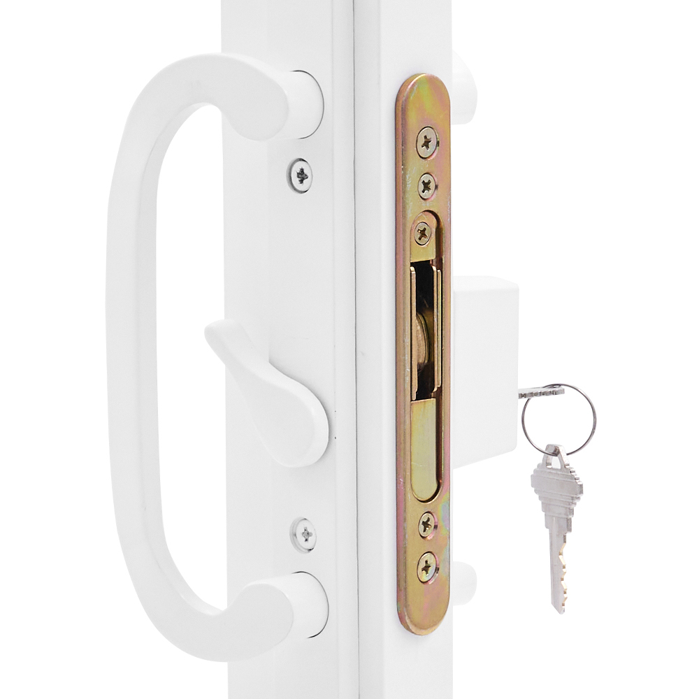 Patio Sliding Door Handle Lock Set With Key Cylinder Face Plate & Mortise Lock Full Replacement Window Handle Set