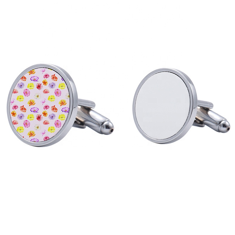 Cheaper Price Sublimation Metal Cuff links Blank DIY Customized Round Or Square Cuff Links