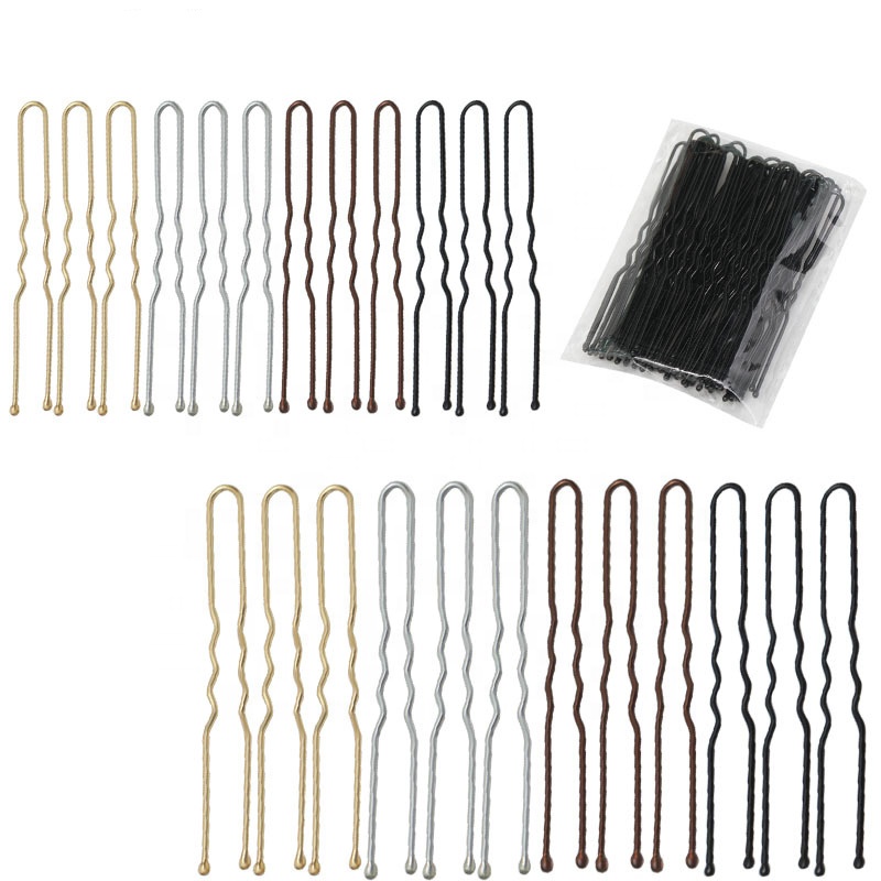 50 Pcs/Bag 5cm U Shaped Alloy Hairpins Waved Hair Clips Simple Metal Bobby Pins Barrettes Bridal Hairstyle Tools Hair Pins
