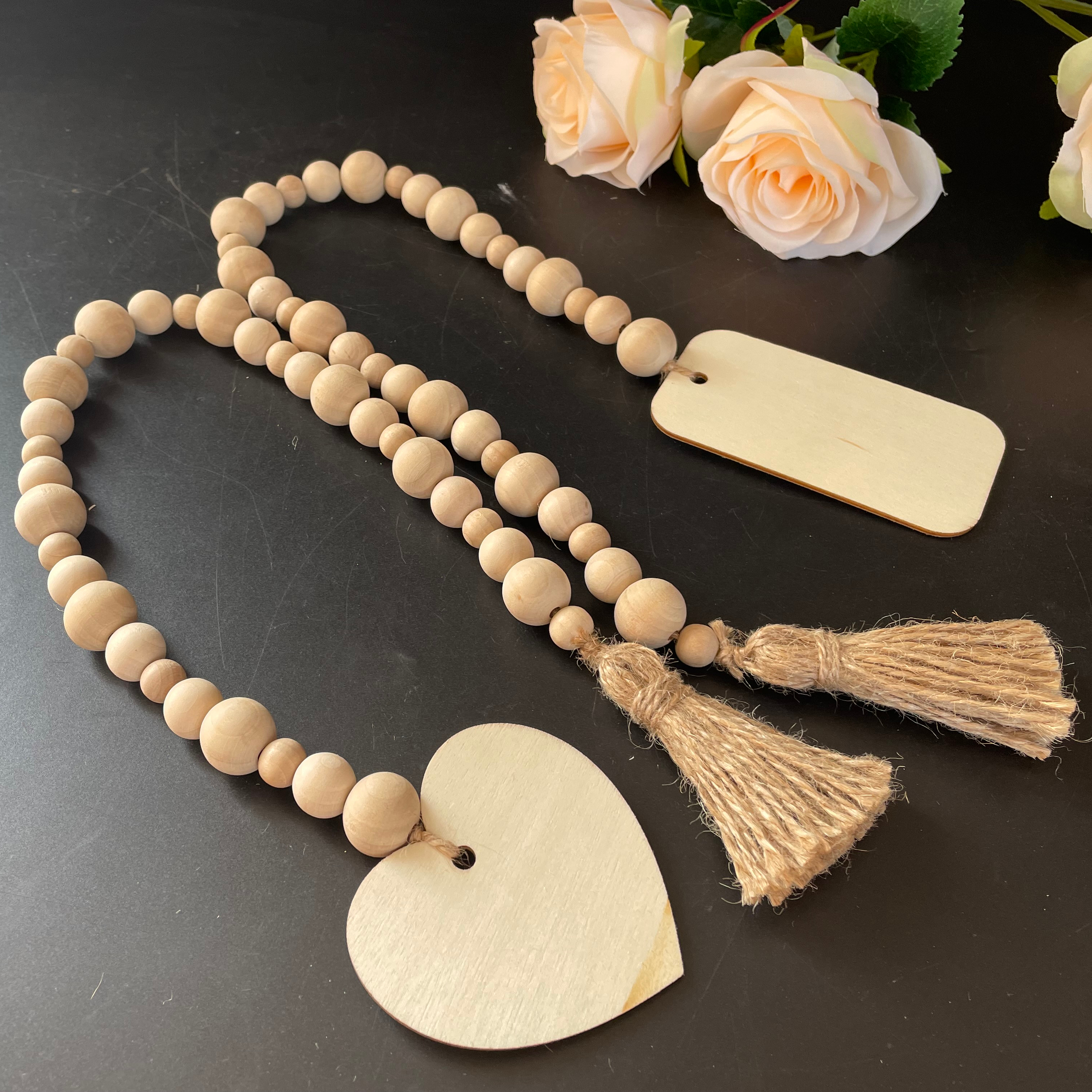 Custom natural unfinished beads wood beads garland for home decor