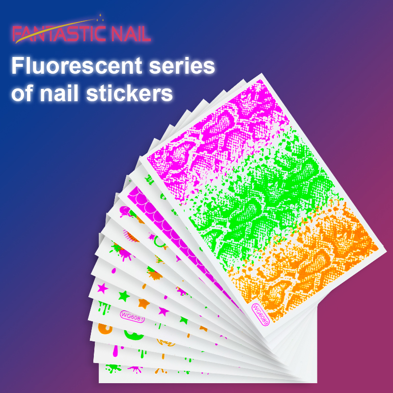 WG series water transfer Fantastic Nail art fire glow in the dark fashionable nail supplier fire nail sticker
