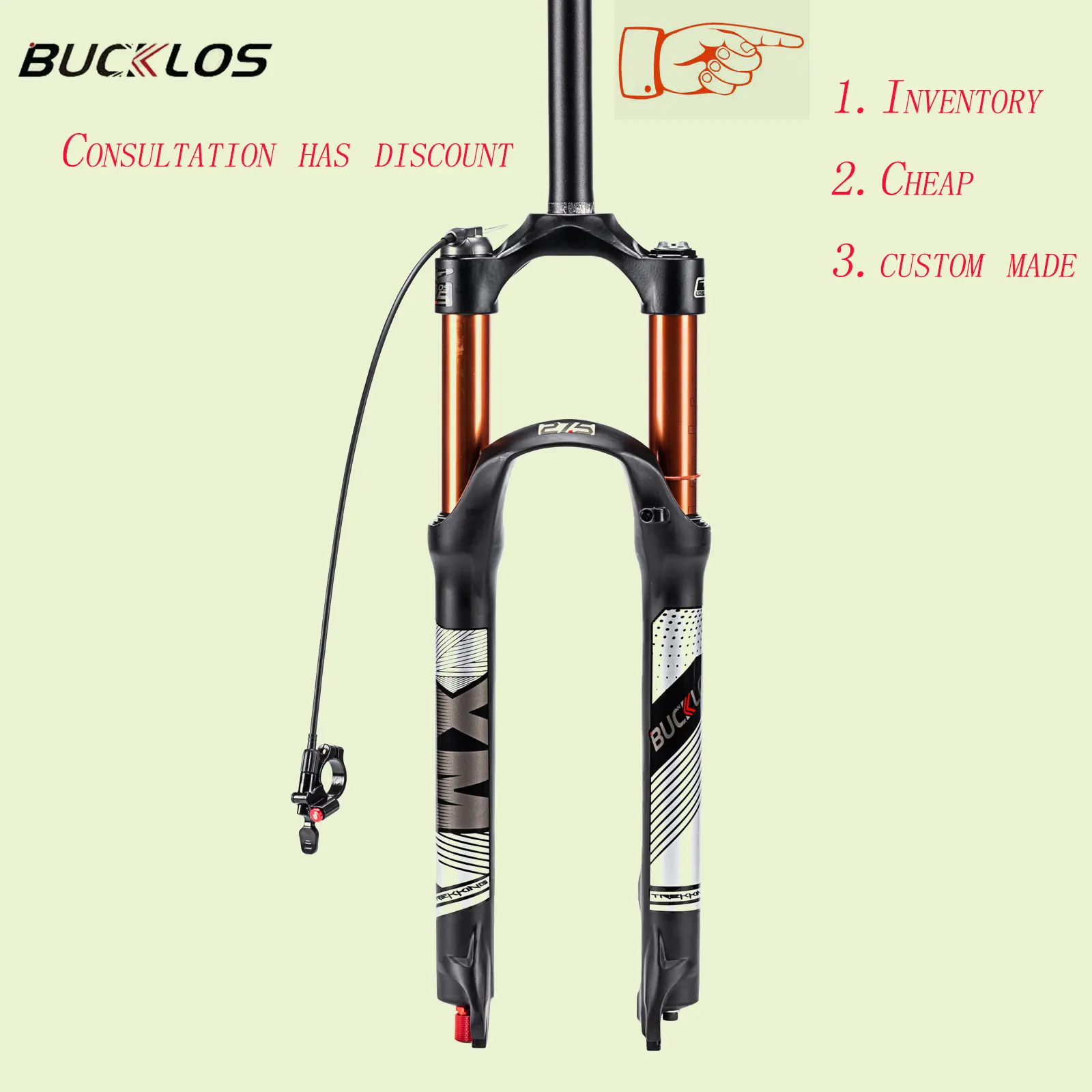 BUCKLOS mountain bike front fork 26 27.5 29 bicycle air suspension front fork straight / tapered bike fork