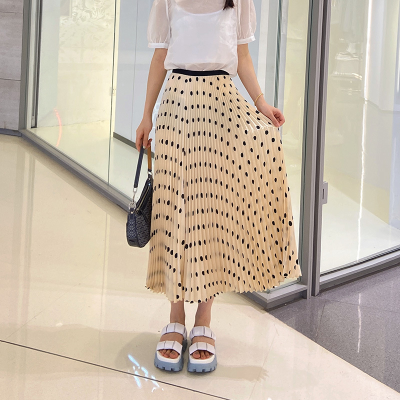 Miyake pleated skirt women's mid long high waist 2021 spring and Autumn new wave point big pleated skirt