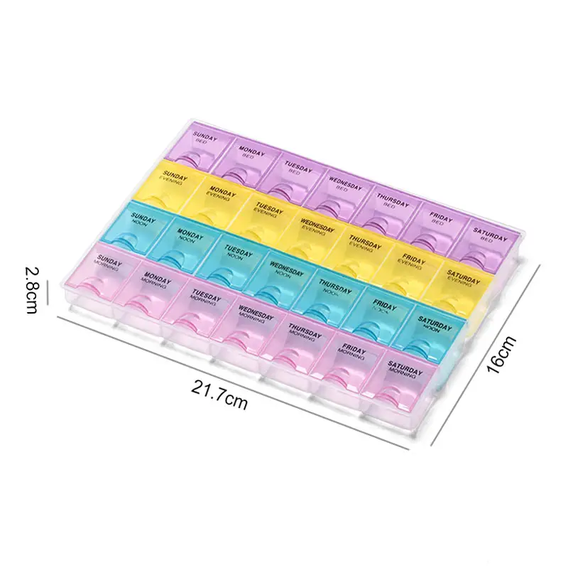 Weekly 7 Days Daily Pill Organizer Dividers (Four Times a Day) with Large Compartments  7 days Pill Box Pill Case
