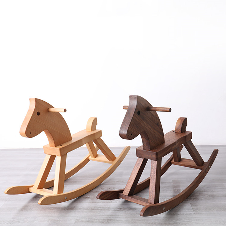Chinese style solid wood children's toy rocking horse
