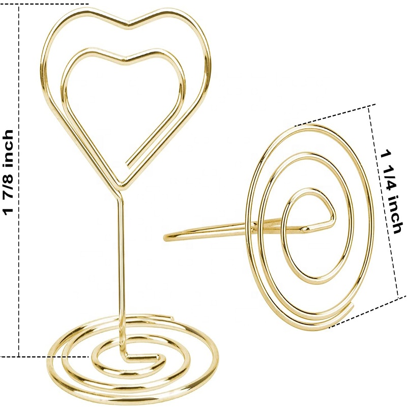 New Arrivals Golden Love Wedding table clamp metal photo card clip holder