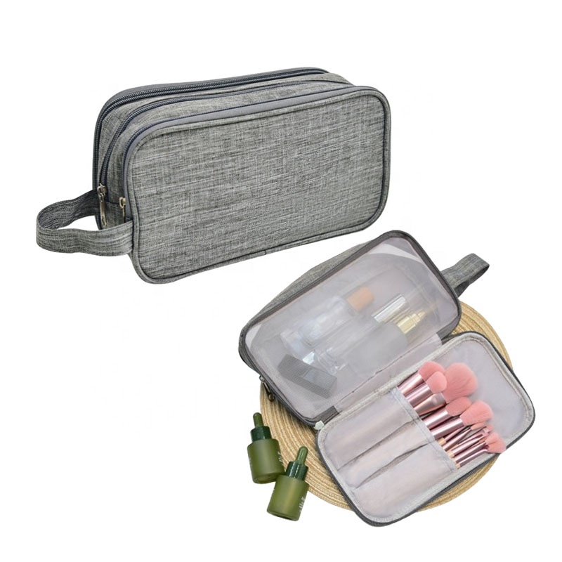 Trendy make up gray pouch skincare bag oem mens womens toiletry bag custom beauty cosmetics travel storage bags