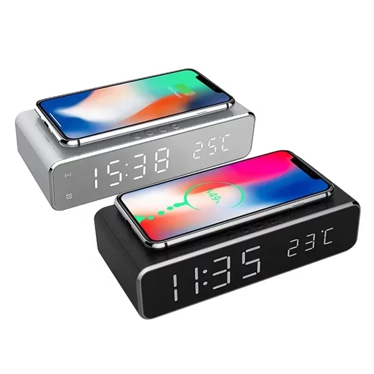 Desk Temperature Wireless Charger LED Alarm Digital Clock wireless charger LED alarm clock Best gift Wireless Alarm Clock