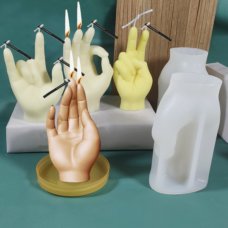 DIY Candle Tool Silicone Hand Candle Mold Art Plaster Craft 3D Stereo OK Gesture Aromatherapy cake Creative