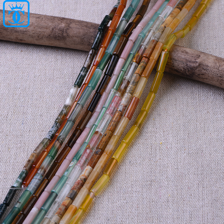 Natural Gemstone Size 5*13mm Stone Cylindrical Shape Tube Beads Jewelry DIY Bracelet Necklace Bulk Beads