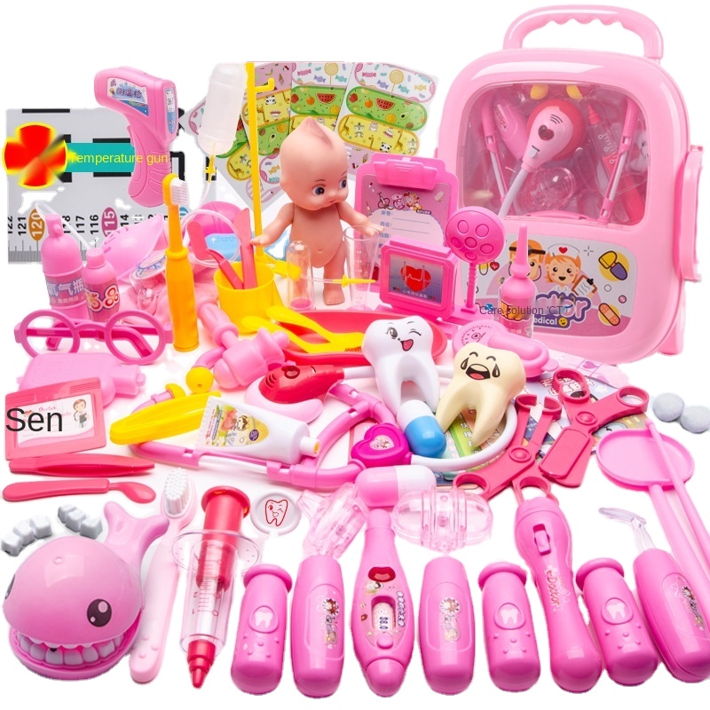 Children's doctor toy set girls playing house trolley case nurse stethoscope injection medical travel toolbox
