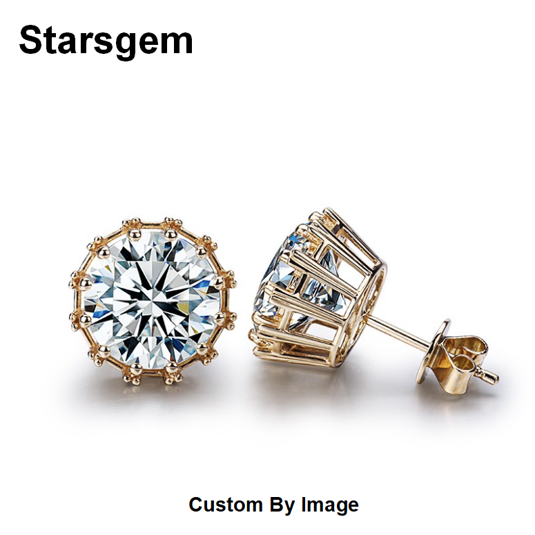 Starsgem роскошные мужские и женские серьги-гвоздики на заказ, модные серьги из настоящего золота с бриллиантами 1 карат