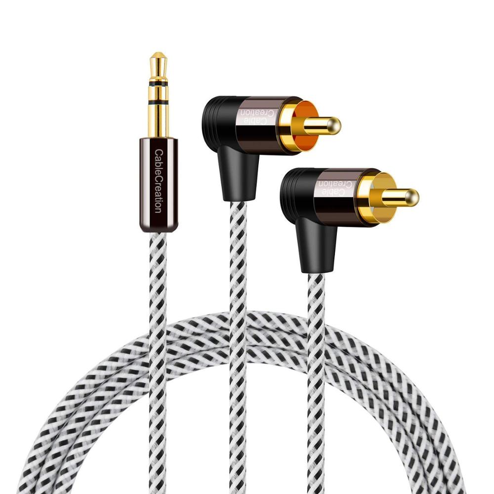 CableCreation 3.5mm to RCA Cable  3.5mm Male to Angle 2RCA Male Auxiliary Stereo Audio Y Splitter Gold-Plated  RCA to AUX cable