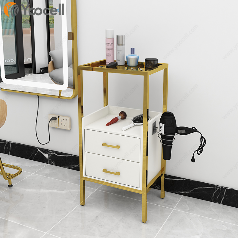 Yoocell hot sale durable gold stainless steel barber salon hair equipment stylist trolley cart in Salon furniture