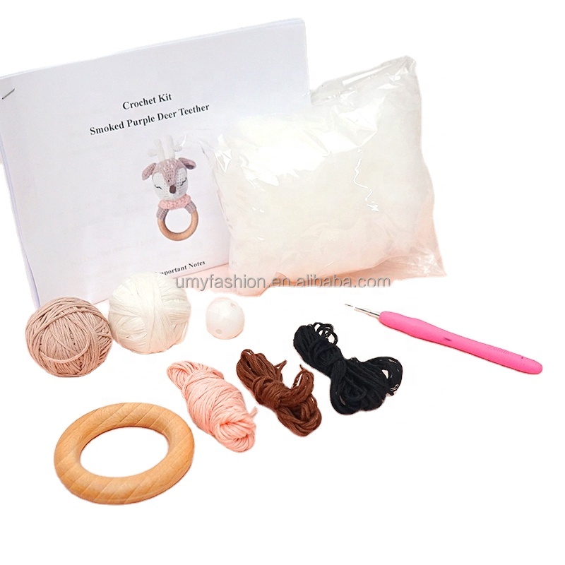 Handmade Needle Kit DIY Deer Crochet Dolls Stuffed Animals Knitted Crochet Cute Stylish Toy for Kids