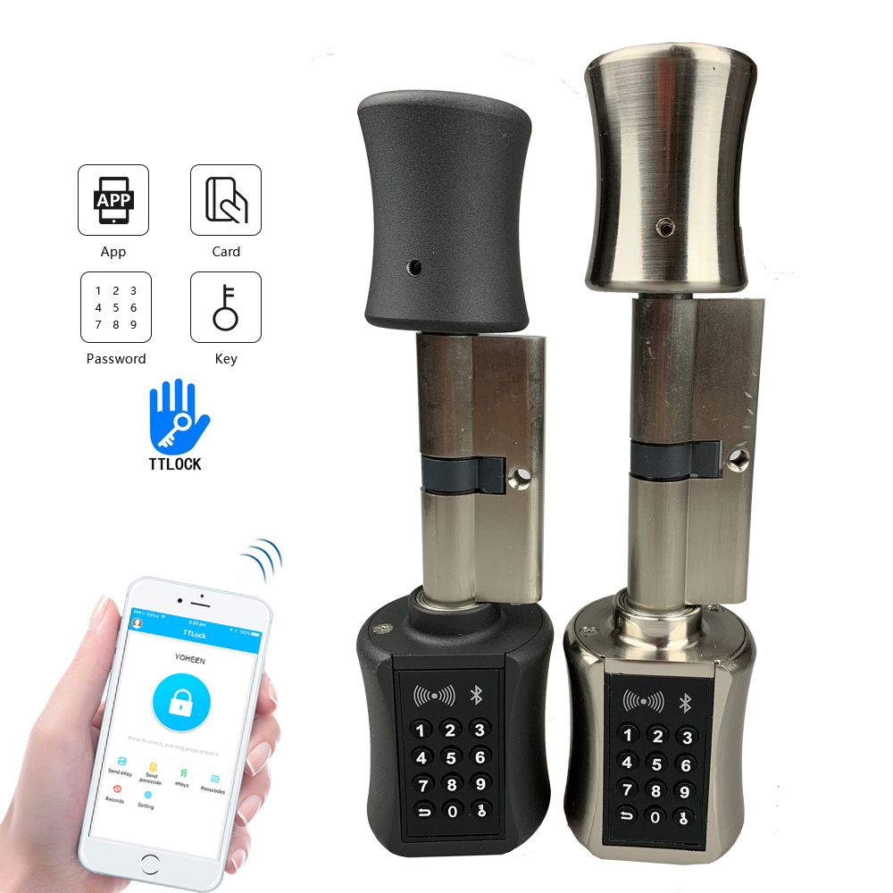 Высокая безопасность евро стандарт электронный BLE Smart дверной замок цилиндрическая ручка с TTlock App