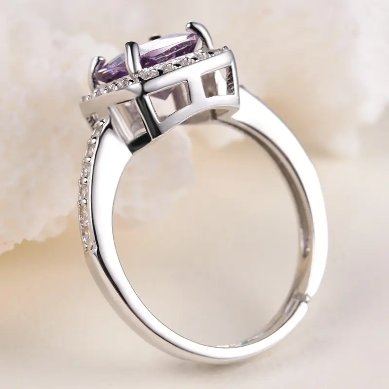 Wholesale Purple Crystal Zircon Jewelry 925 Sterling Silver Fashion Jewelry Set
