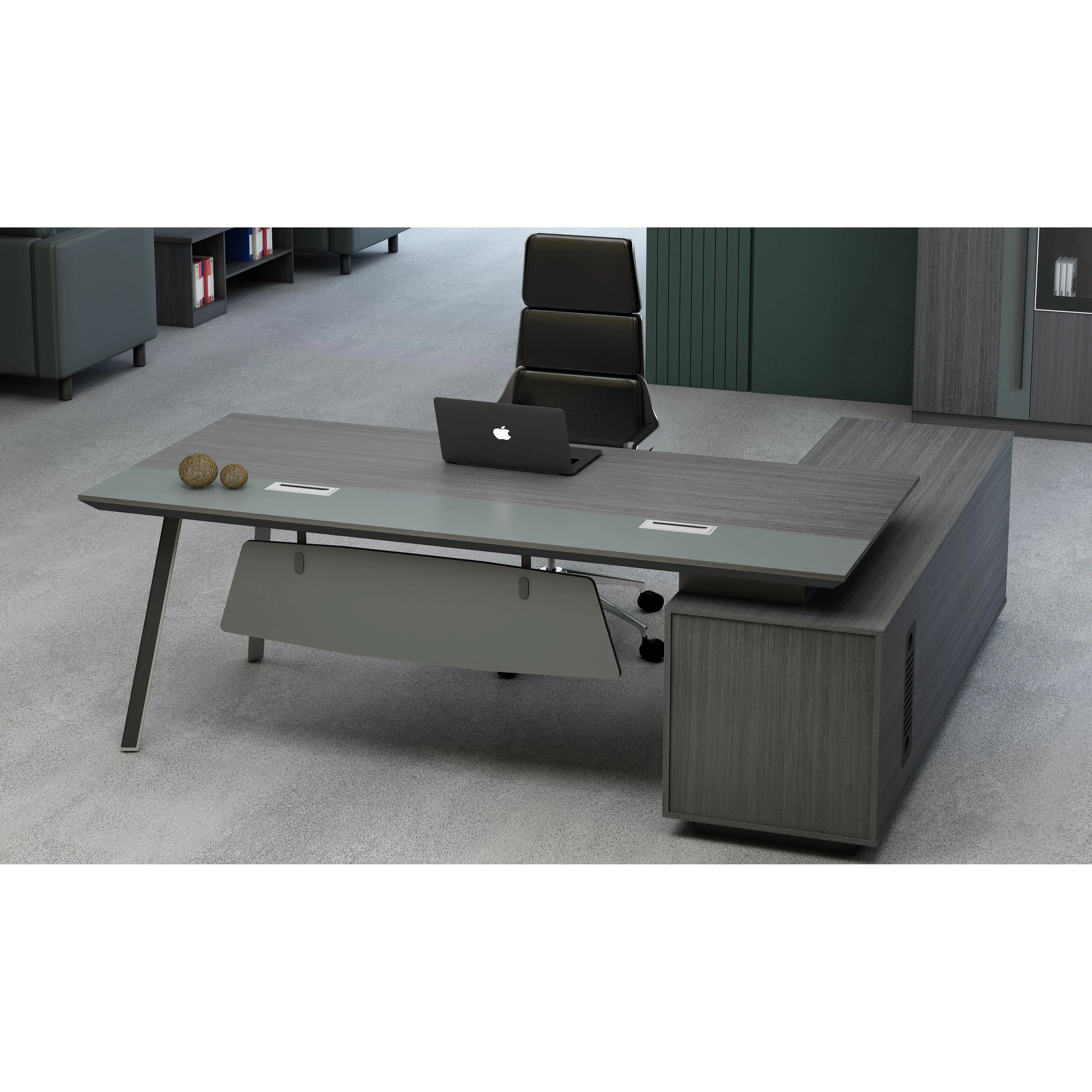 Executive Desk Aluminium Frame Luxury Wooden L Shaped Bureaus CEO Office Executive Desk