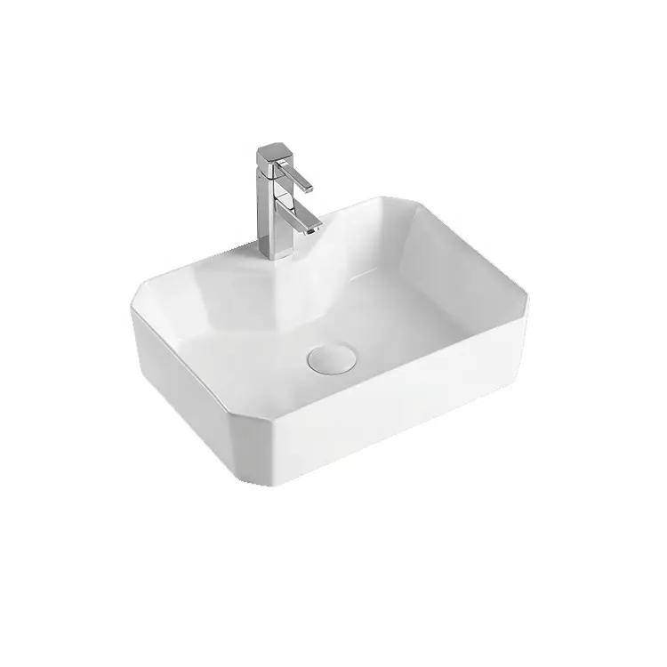 ANBI Artificial Square Ceramic Solid Surface Basin Bathroom Cabinet Wash Basin Ceramic Sink