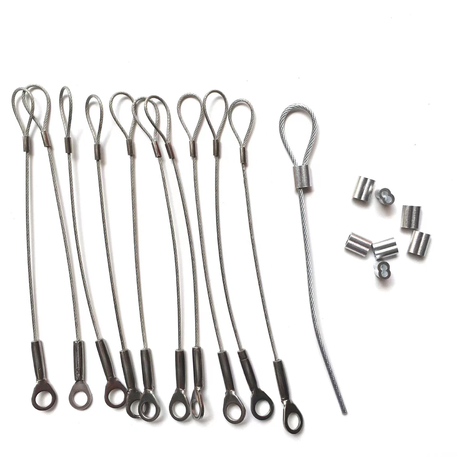 Factory direct provide rope lifting sling stainless cable rope with eyelets and loop