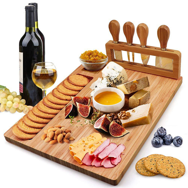 Wood Bamboo christmas cheese board Eco Set Cheese Cutting Board And Knife Set