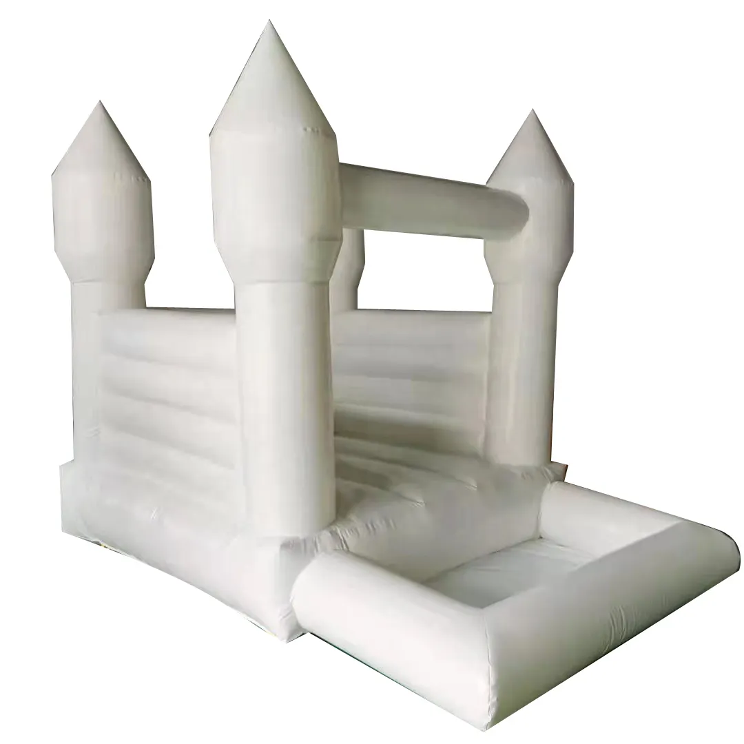 Белый детский домик для прыжков с шариковым бассейном, надувной мини-замок для прыжков в аренду