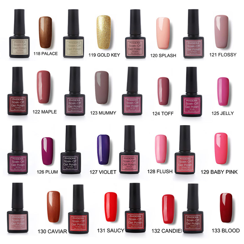 Хит продаж, цветной гель для ногтей Phoera Beauty, полировка, длительное время, индивидуальная этикетка, впитывающий Гель-лак для ногтей