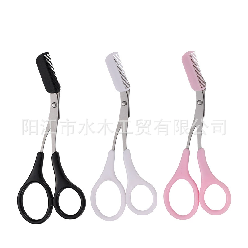 Wholesale Eyebrow Scissor Plastic Handle Makeup Personal Care Tools Scissors with Comb