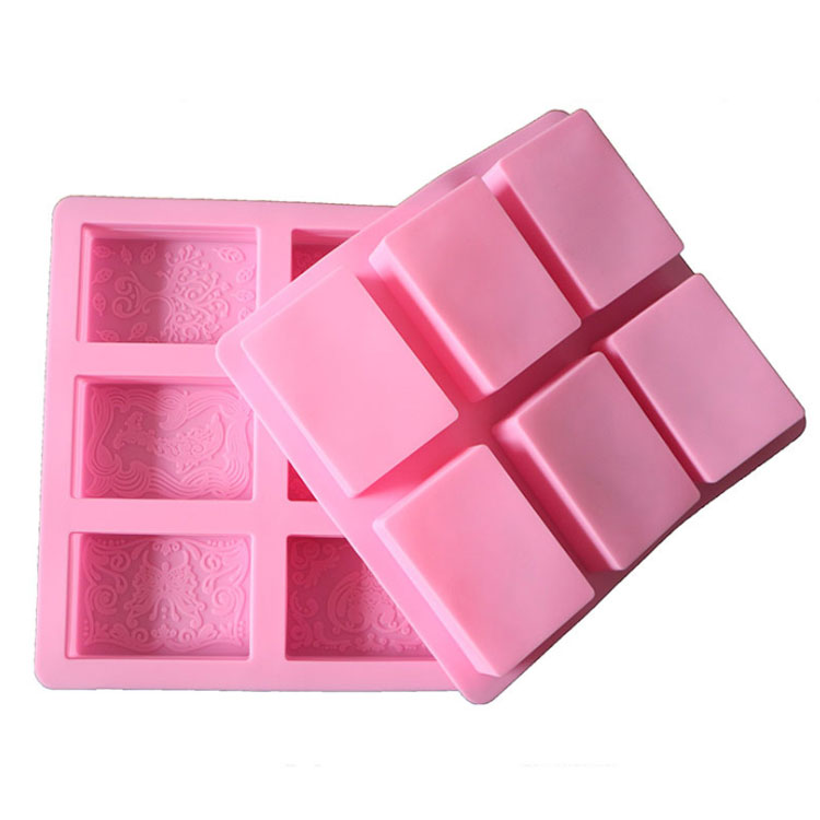 6 square pattern silicone handmade soap molds Silicone cake mould Aromatherapy mould