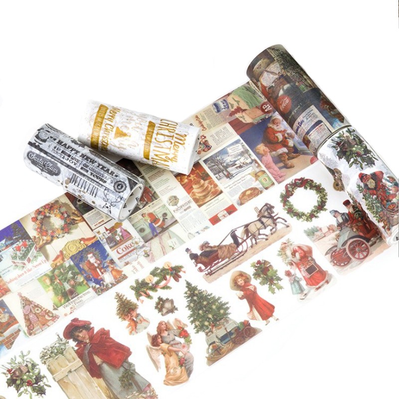 5M Vintage Christmas Washi Tape Cute Masking Tape Decorative Adhesive Tape Sticker Scrapbooking DIY Diary Stationery