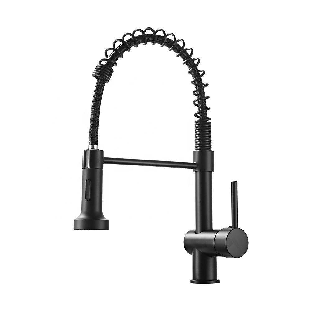 european modern black water tap commercial pull out brass kitchen sink faucet with pull down sprayer