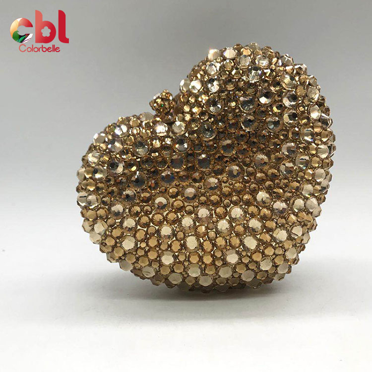 popular product colorful rhinestone women handbags ladies dresses evening heart shaped handbag
