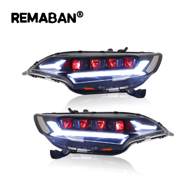 Remaban Factory Wholesales LED Headlights Front Lamp Assembly 2014 2015-up Sequential Head Lights For Honda Jazz Fit