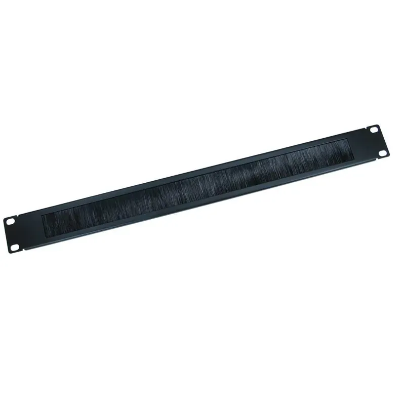 Network Rack 19" 1U Black Rack Mount Patch Network Panel Cable Entry Brush Plate