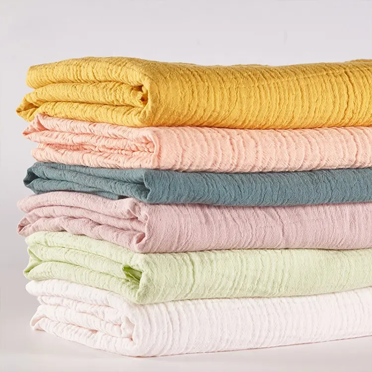 High quality printed muslin double faced gauze crinkle organic cotton baby crepe muslin fabric for kids sleepwear