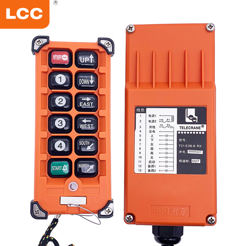 F21-E2B-8 Industrial wireless radio 8 button 12v 6 channel 1 transmitter 1 receiver remote control for cranes