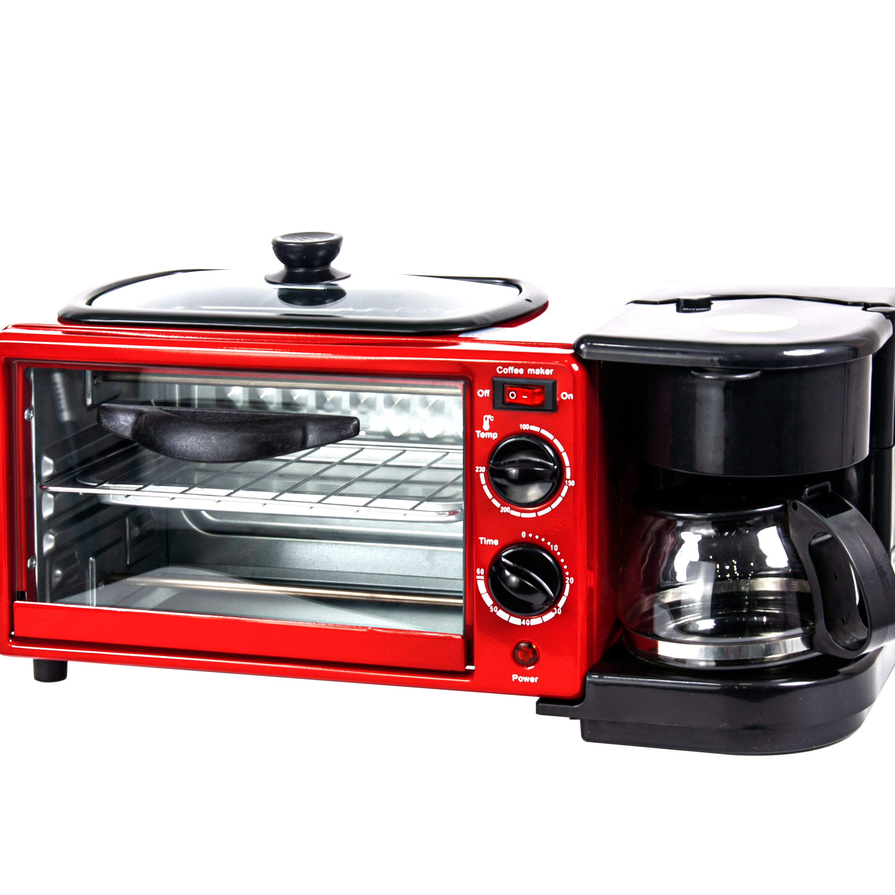 Coffee Maker Frying Pan Sandwich Bread Maker 3 in 1 Multi-Function Breakfast Maker 1.5L Countertop Oven