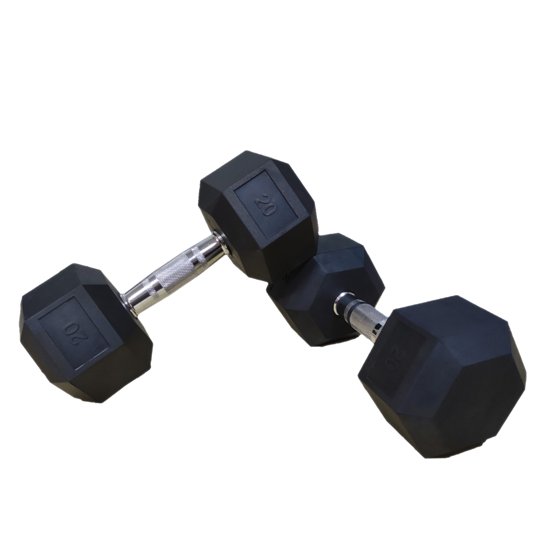 Hexagonal dumbbell hexagonal rubber black gym dumbbell frame