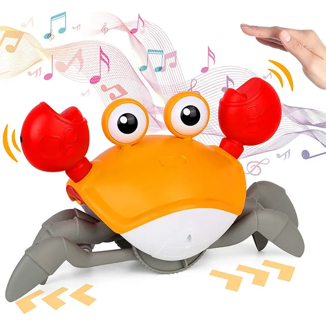 Electric Induction Cute Crab With Light Music Simulation Induction Sensor Walking Interactive Crab Gift Toys For Kids