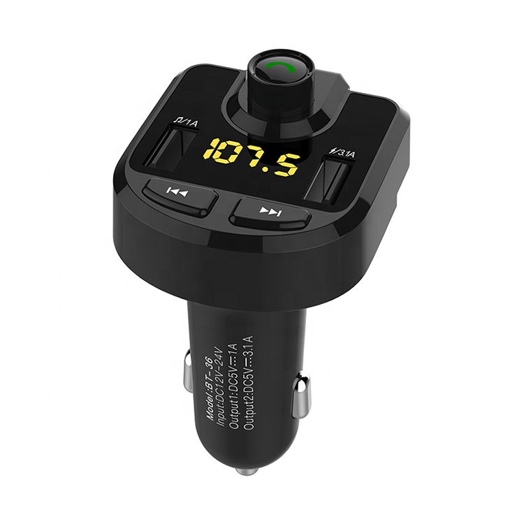 Автомобильный Bluetooth FM-передатчик, mp3-плеер, беспроводной радиоадаптер, музыкальный плеер, автомобильный комплект с громкой связью, 2 USB зарядных устройства