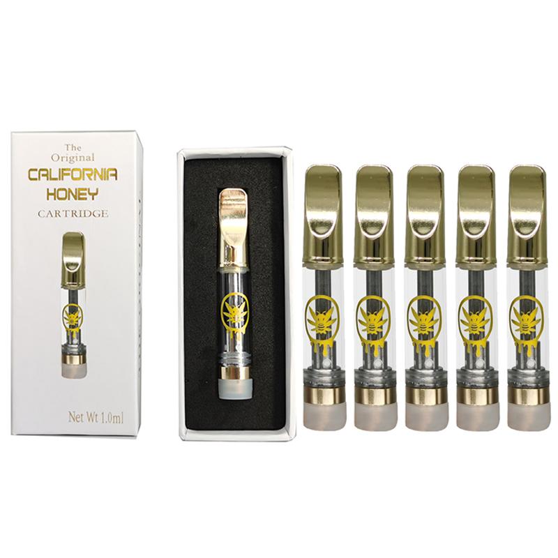 Copper Rechargeable 0.8ml 1ml California Honey Disposable E-cigarettes Vape Pen with Cartridges Packaging bag and box