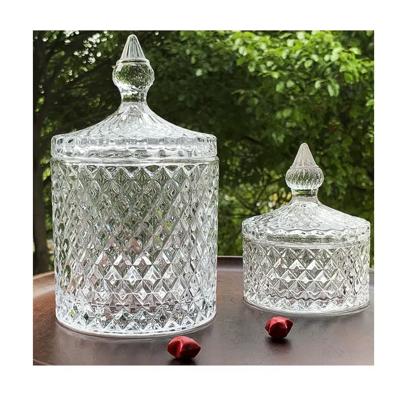 Hot sale 2021 New luxury transparency candle jar glass for Home decorative lucency candle holder with lid