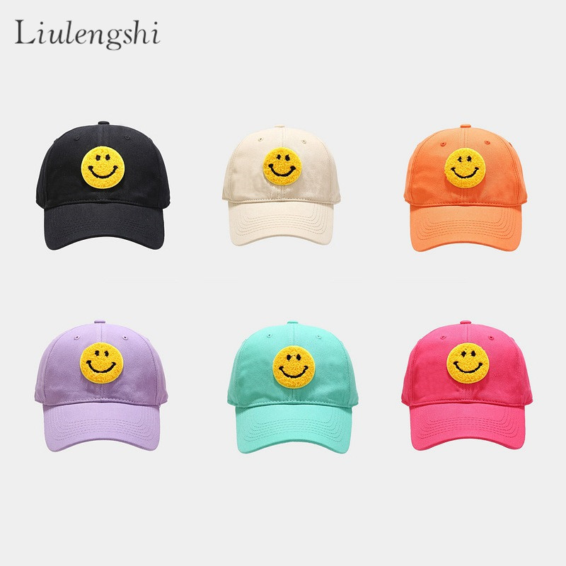 Низкопрофильная хлопковая бейсболка Happy Smile, регулируемая бейсболка с улыбающимся лицом, шапки для мужчин, женщин, подростков