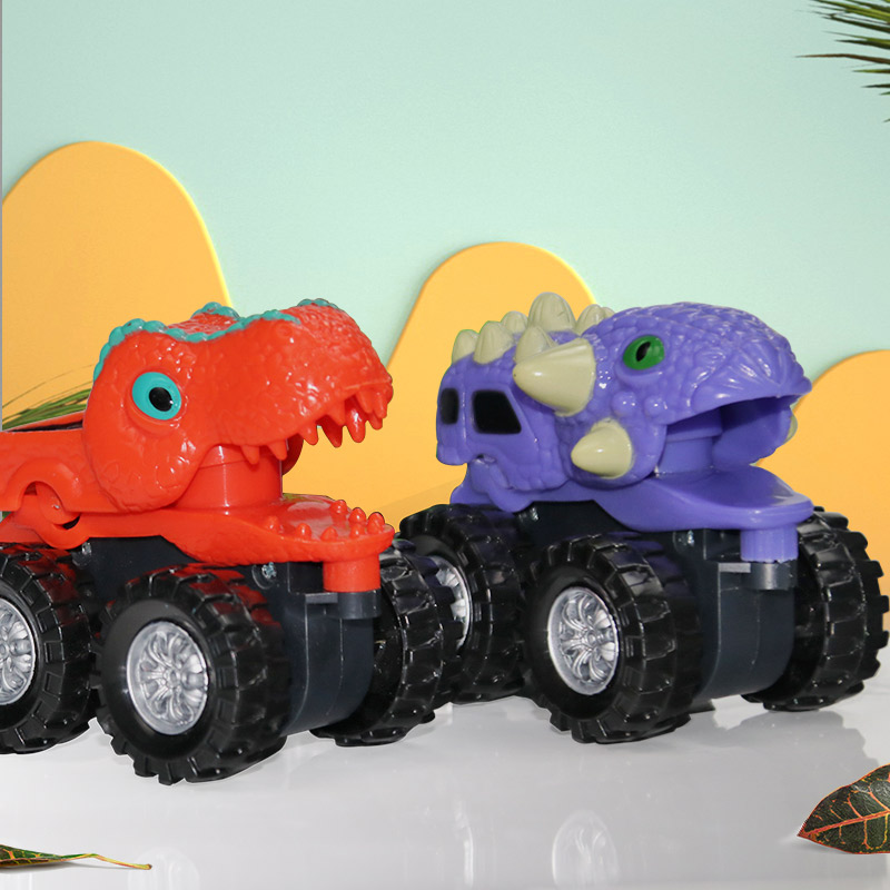 2021 Kids Cartoon mini Pull Back Toy Friction Toy Vehicle for Children Gifts Big Wheel Dinosaur Cars Toys