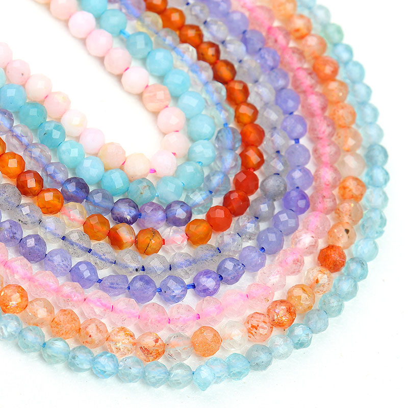 2mm 3mm 4mm Wholesale Cheap Small Faceted Stone Beads Strands, Cut Gemstone Bead Strand For Diy Jewelry making 38CM 15INCH
