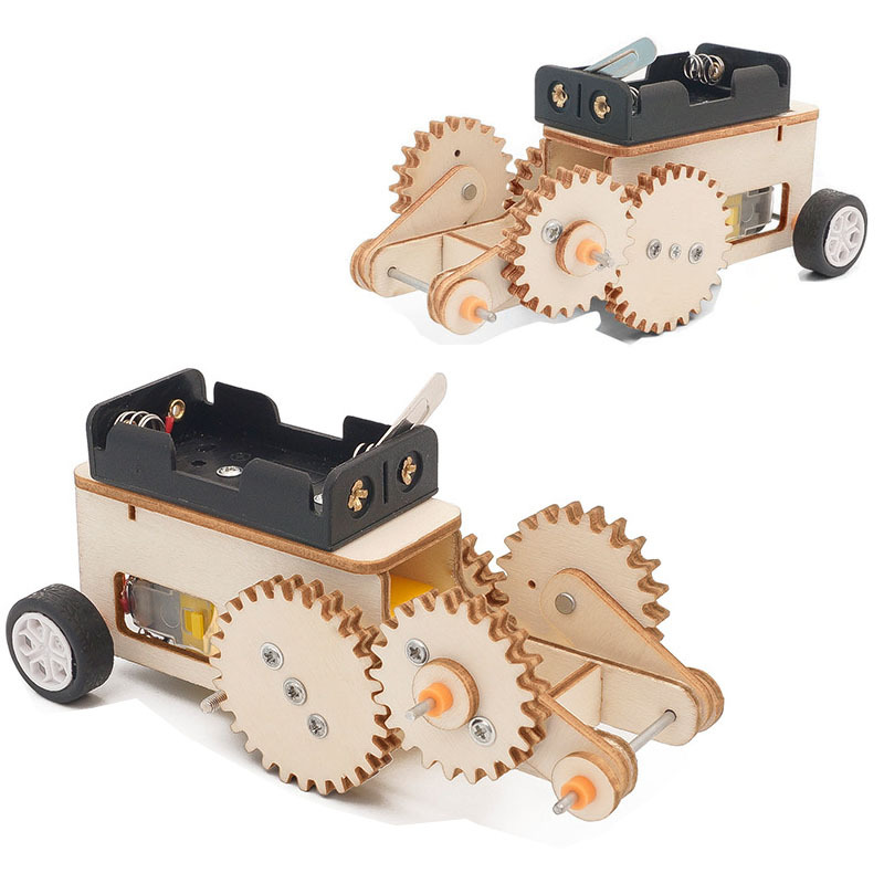 DIY gear car Children's educational toys kids wooden diy toy for science study