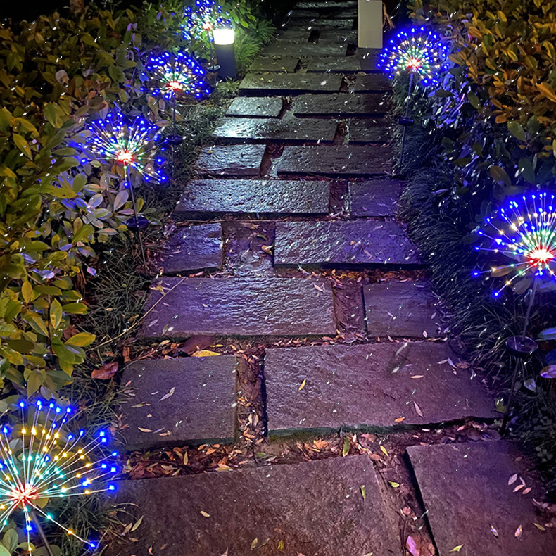 Amazon Hot Sales Solar Powered Starburst LED Christmas Firework Lights for Outdoor Garden
