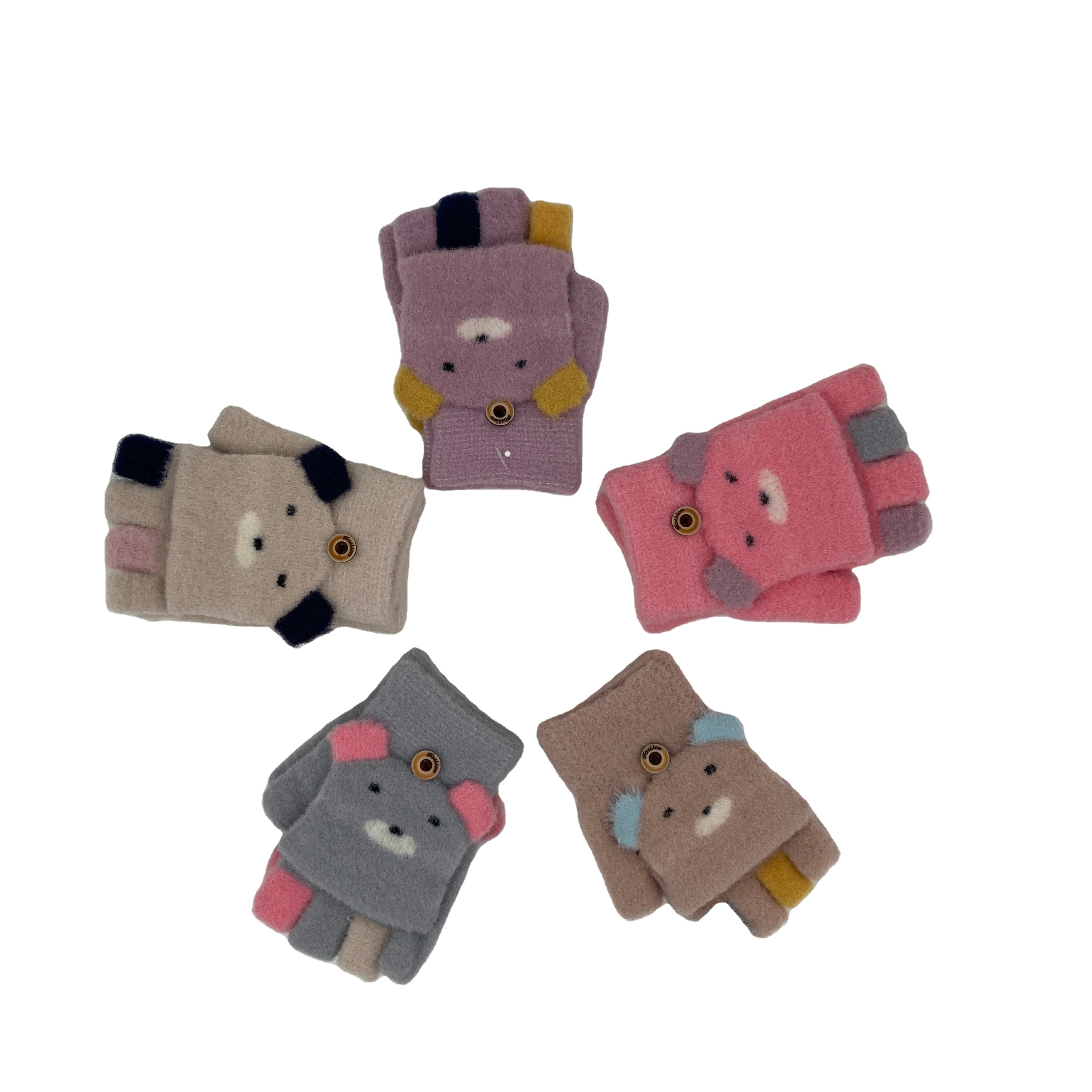 Custom Cute Design Finger Knitted Warm Winter Gloves/Children Knitted Mittens