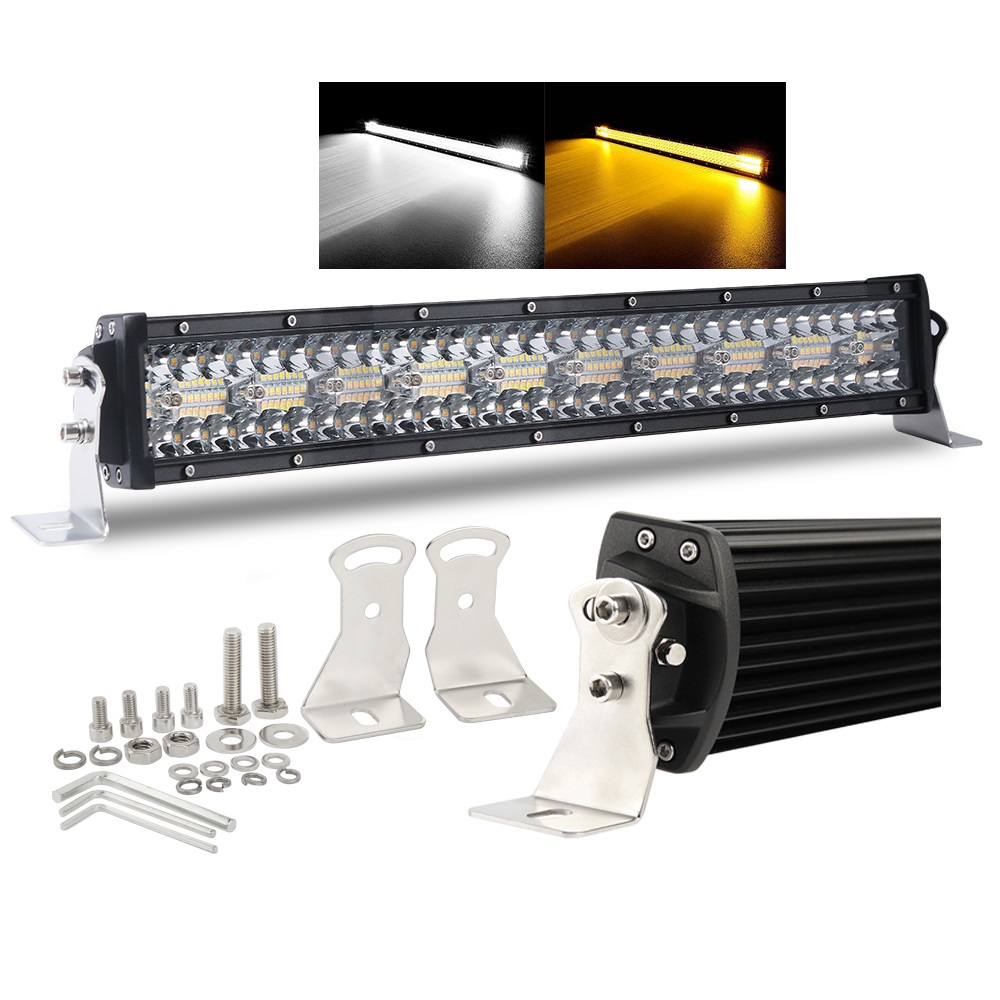 Новые светодиодные Strobe 22 32 42 ''вождения 3 ряда 4x4 грузовик Белый Янтарь 12 В 24 вольт Strobe автомобилей свет бар для Грузовик Offroad
