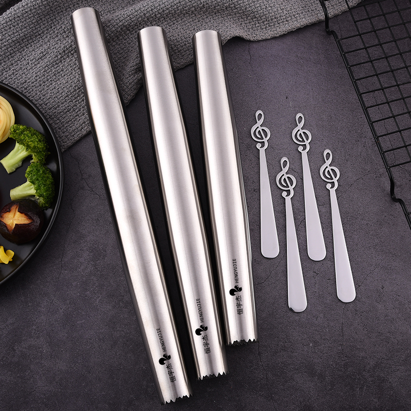 Home restaurant stainless steel kitchen tool set rolling pin and stuffing spoon dough press mold dumpling wrapper